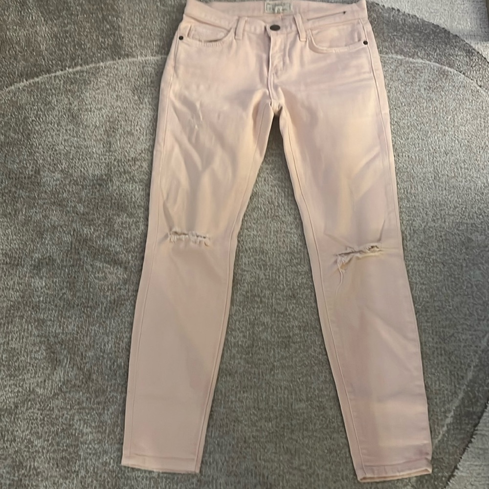 Current Elliot stiletto pink distressed Jean